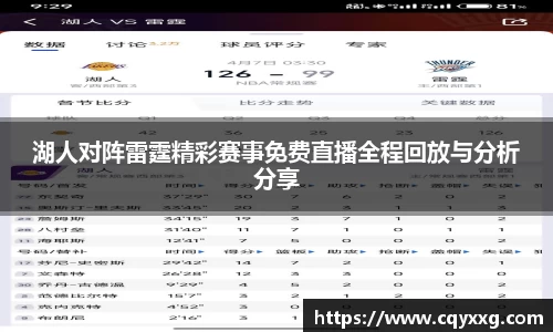 湖人对阵雷霆精彩赛事免费直播全程回放与分析分享